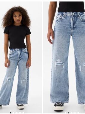 GAP Low rise Stride Wide Leg Distressed Jeans - Kids sz 14